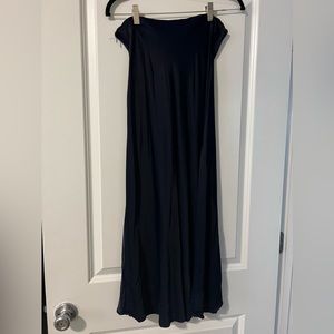 Navy satin maxi skirt